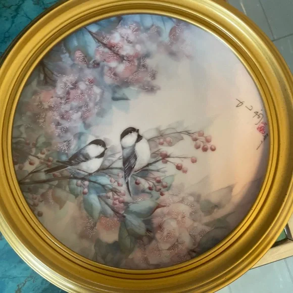 Oval Bird Lithograph -- Vintage Bird Lithograph -- Vintage Bird Art -- Bird
